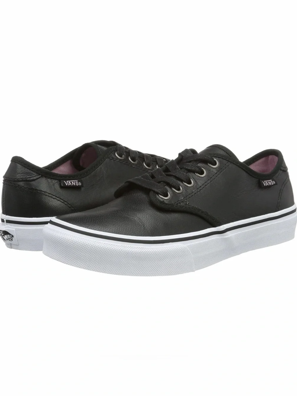 Vans Ortholite Black Leather Low-Top with White Sole-Worn Only Once-Size 8
